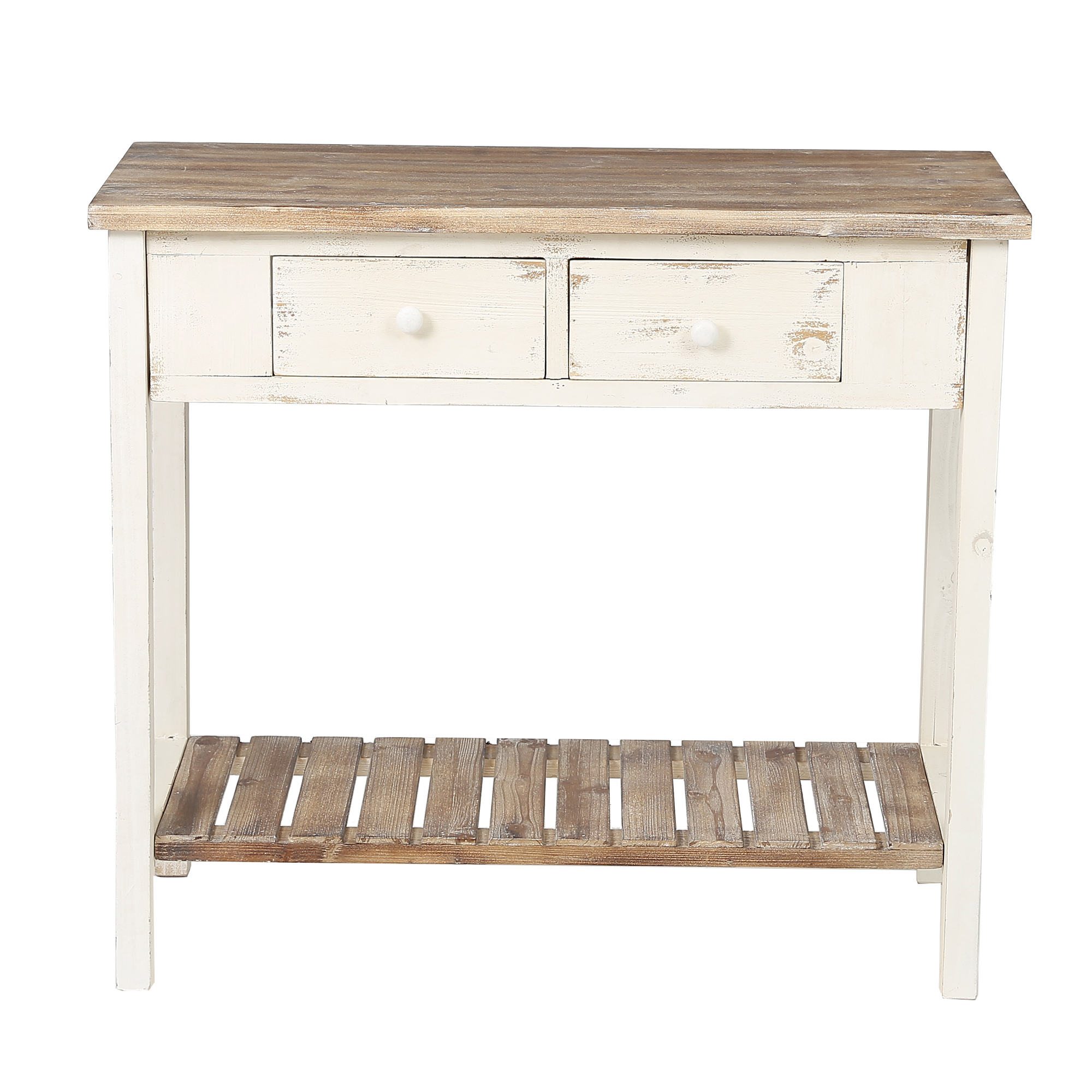 Luxen Home Wh187 Vintage Two Drawer Console Table