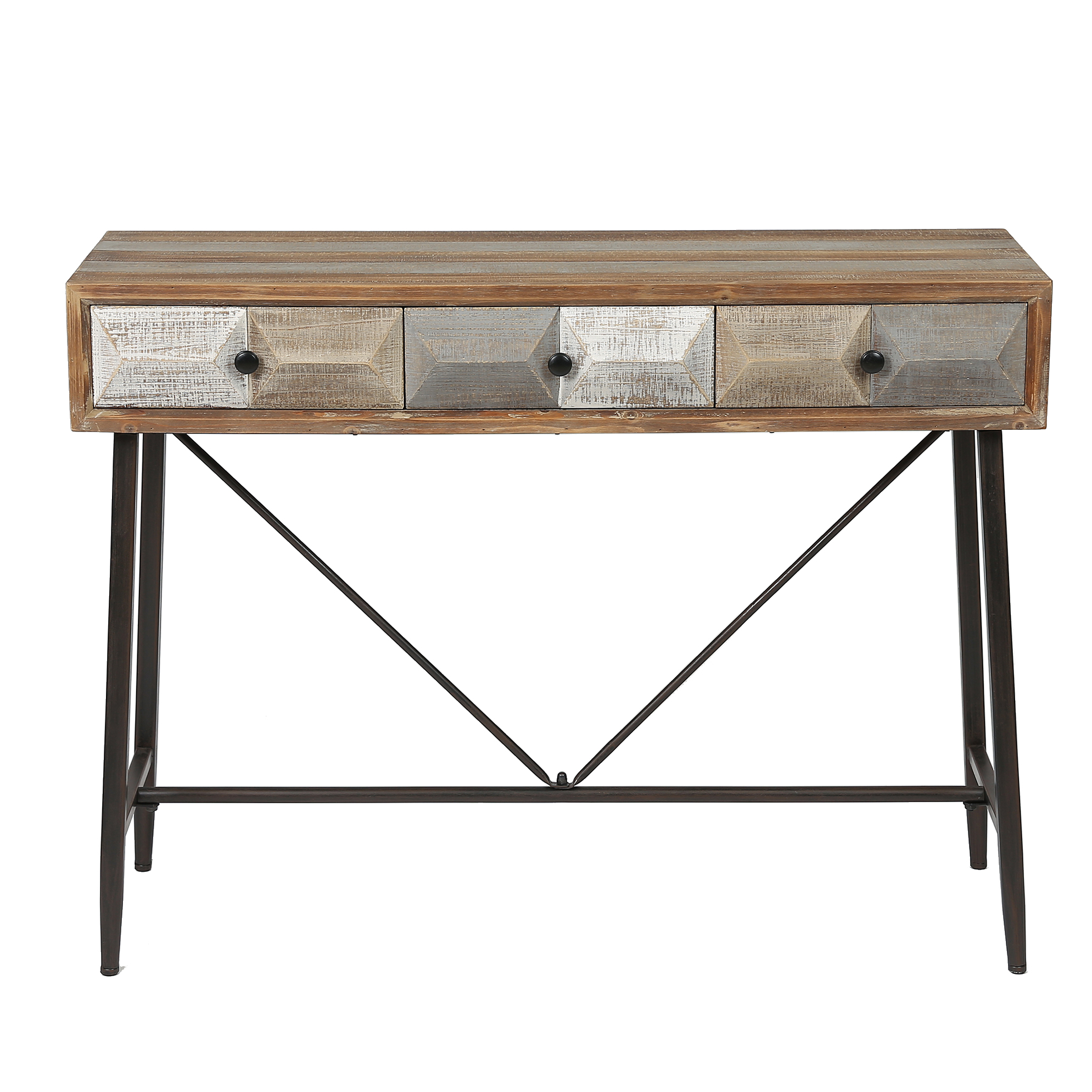 Luxen Home Wh197 Deco Three Drawer Console Table