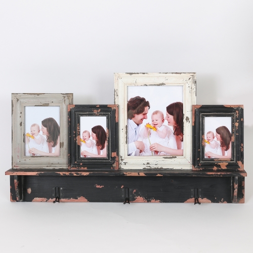 Luxen Home Wh192 Four Collage Picture Frames With Wood Shelf