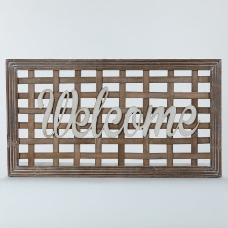Luxen Home Wha256 Wood And Metal Welcome Wall Decor