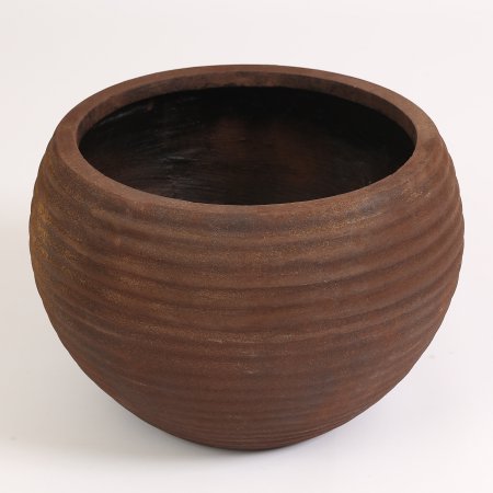Classic Bronze Ribbed Bowl Planter - Brown
