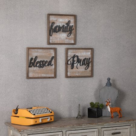 Luxen Home Wha304 14.2 Lbs Inspirational Wall Plaques - Pack Of 3