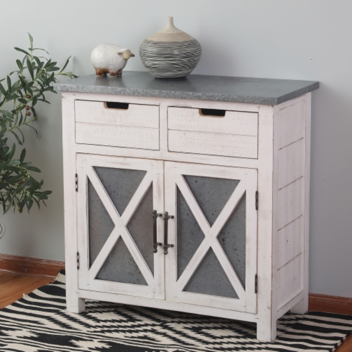 Luxen Home Whif354 Wood Console Cabinet - White