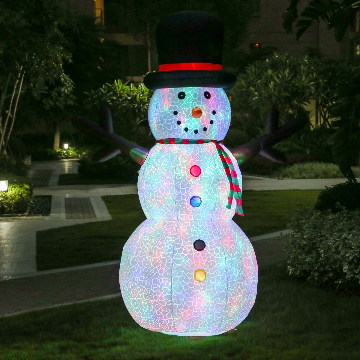 Luxen Home Whin345 8 Ft. Snowman Inflatable With Flashing Disco Led Lights