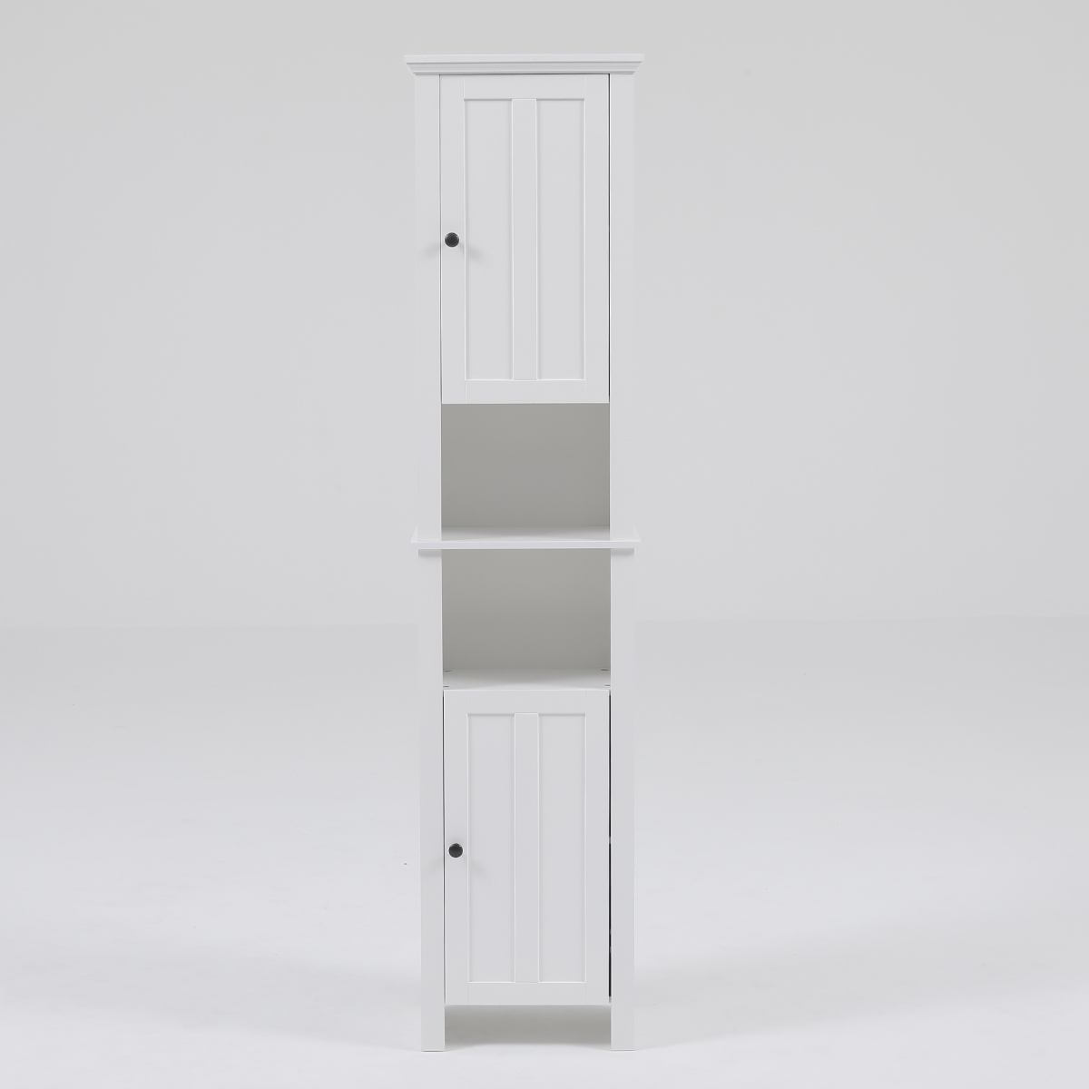 Luxen Home Whif387 11.8 X 28.3 In. White Wood Tall Bathroom 6 Shelves Cabinet