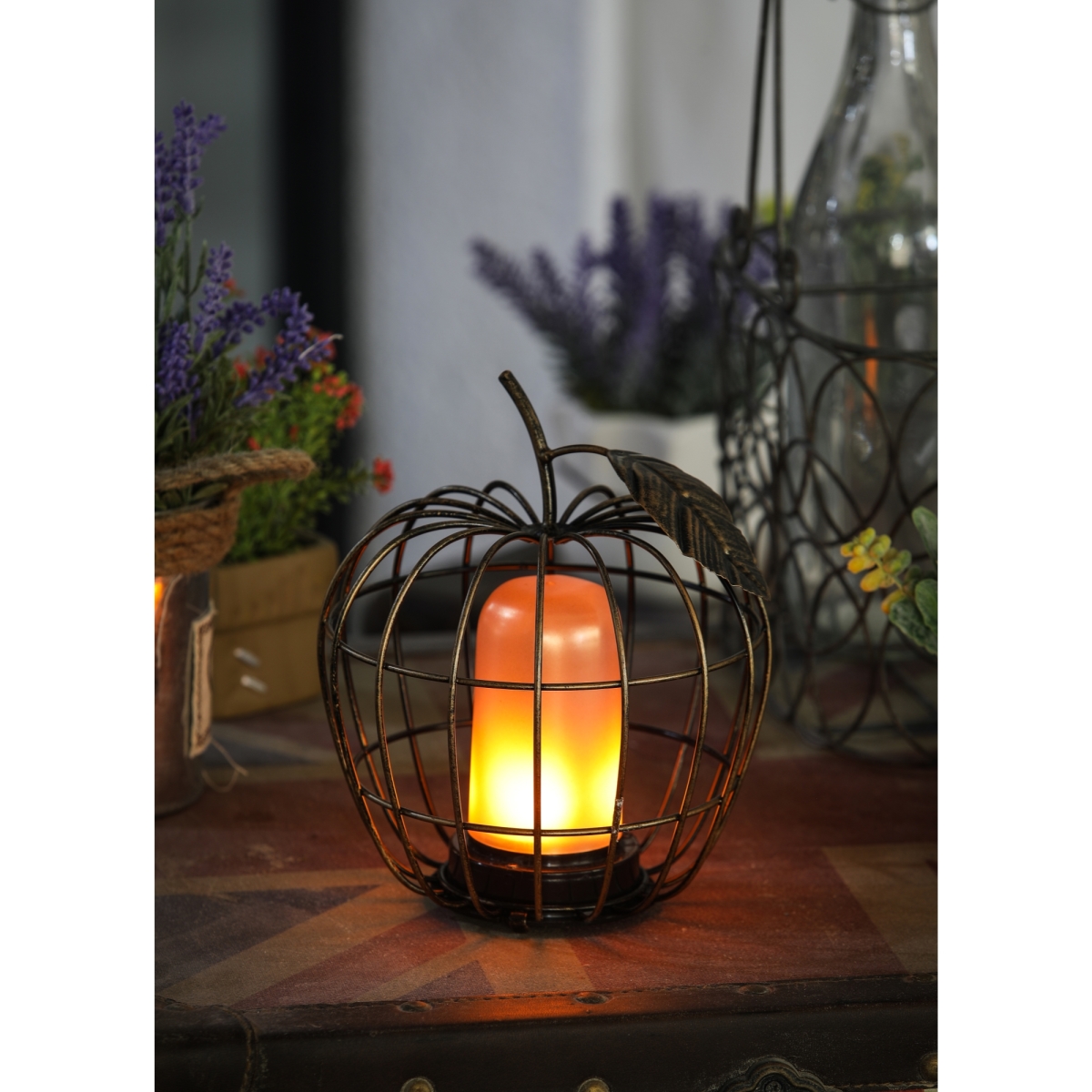 Luxen Home Whdl407 7.5 In. Iron Apple Cage Led Lantern