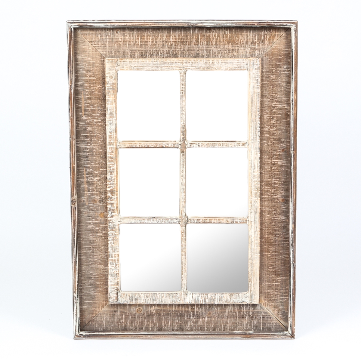Luxen Home Wha575 Rectangular Wood Window Frame Wall Mirror
