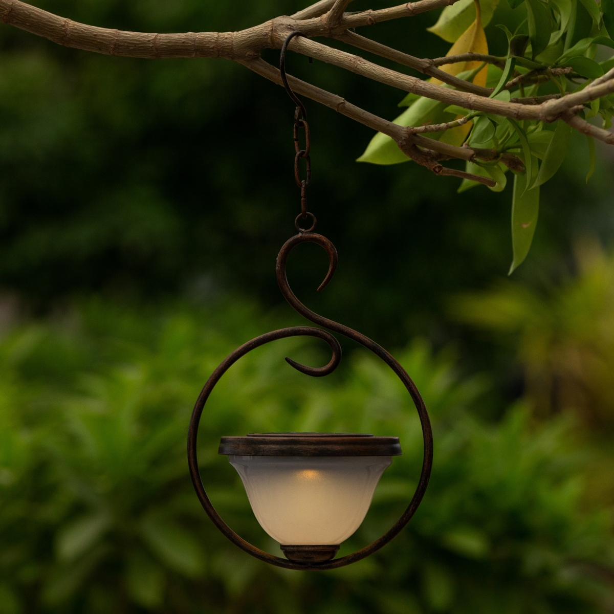 Luxen Home Whsl461 6.5 In. Dia. Solar Hanging Accent Light With Scroll Design