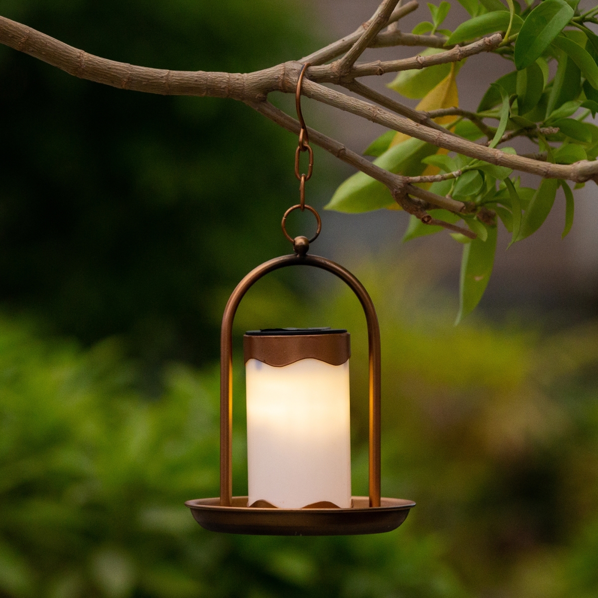 Luxen Home Whsl464 Hanging Copper Solar Light Lantern