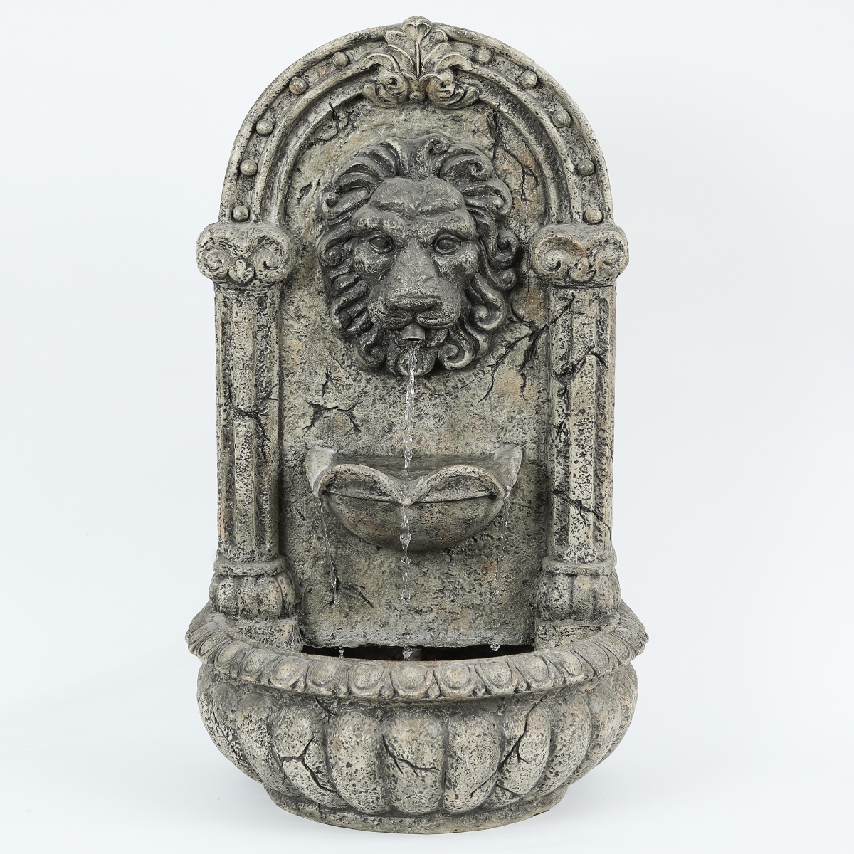 Luxen Home Whf618 Polyresin Majestic Lion Outdoor Wall Fountain