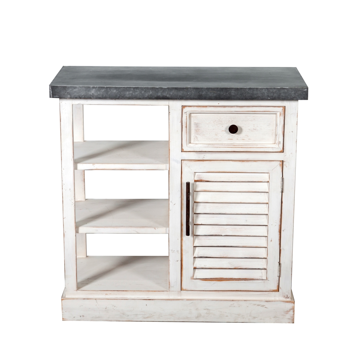 Luxen Home Whif544 Shabby - Chic Storage Cabinet With Galvanized Top