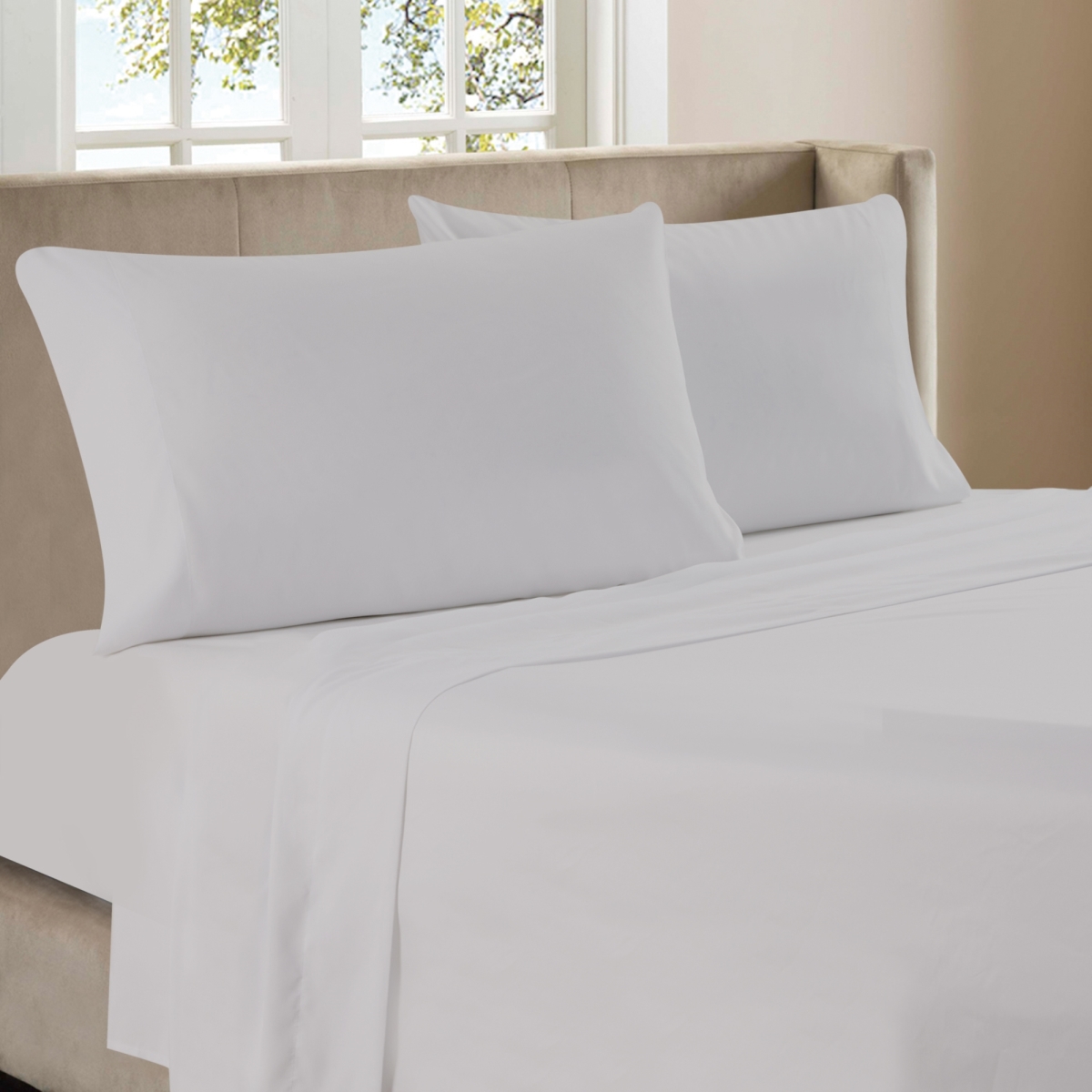 Whtx602-whq Microfiber Sheet Set, Solid White - Queen Size - 4 Piece
