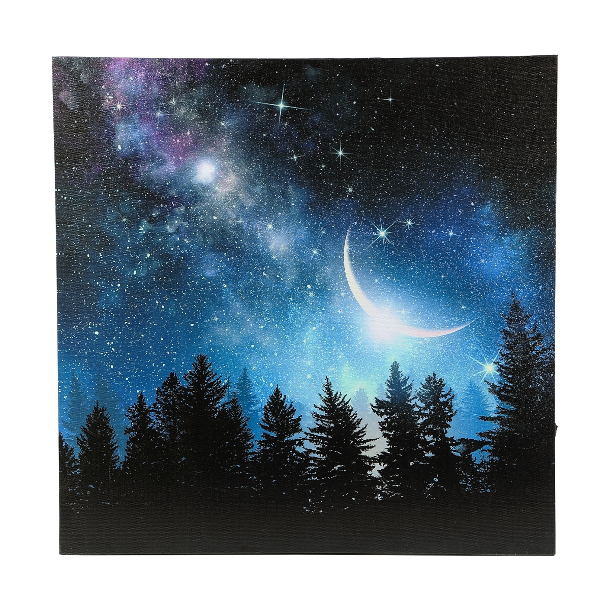 Wha662 Moon & Night Sky Canvas Print Wall Art With Led Lights