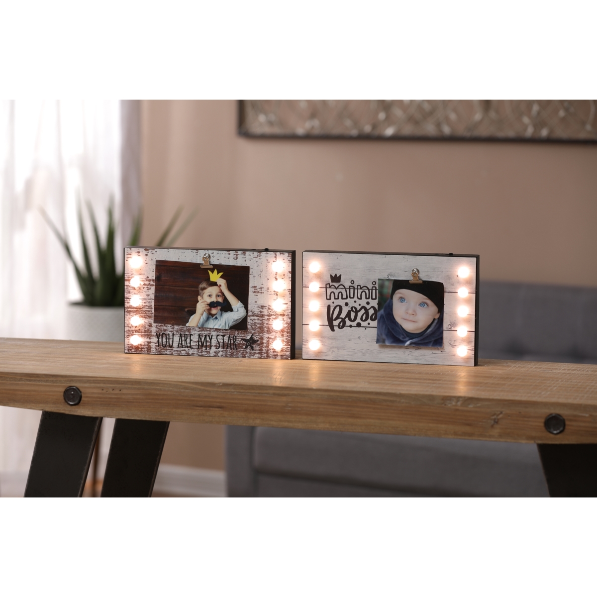 Whd674 Kids Mini Boss & Star Picture Frame With Led Lights - 2 Piece
