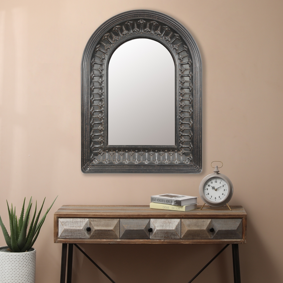 Wha812 Metal Arched Scroll Wall Mirror