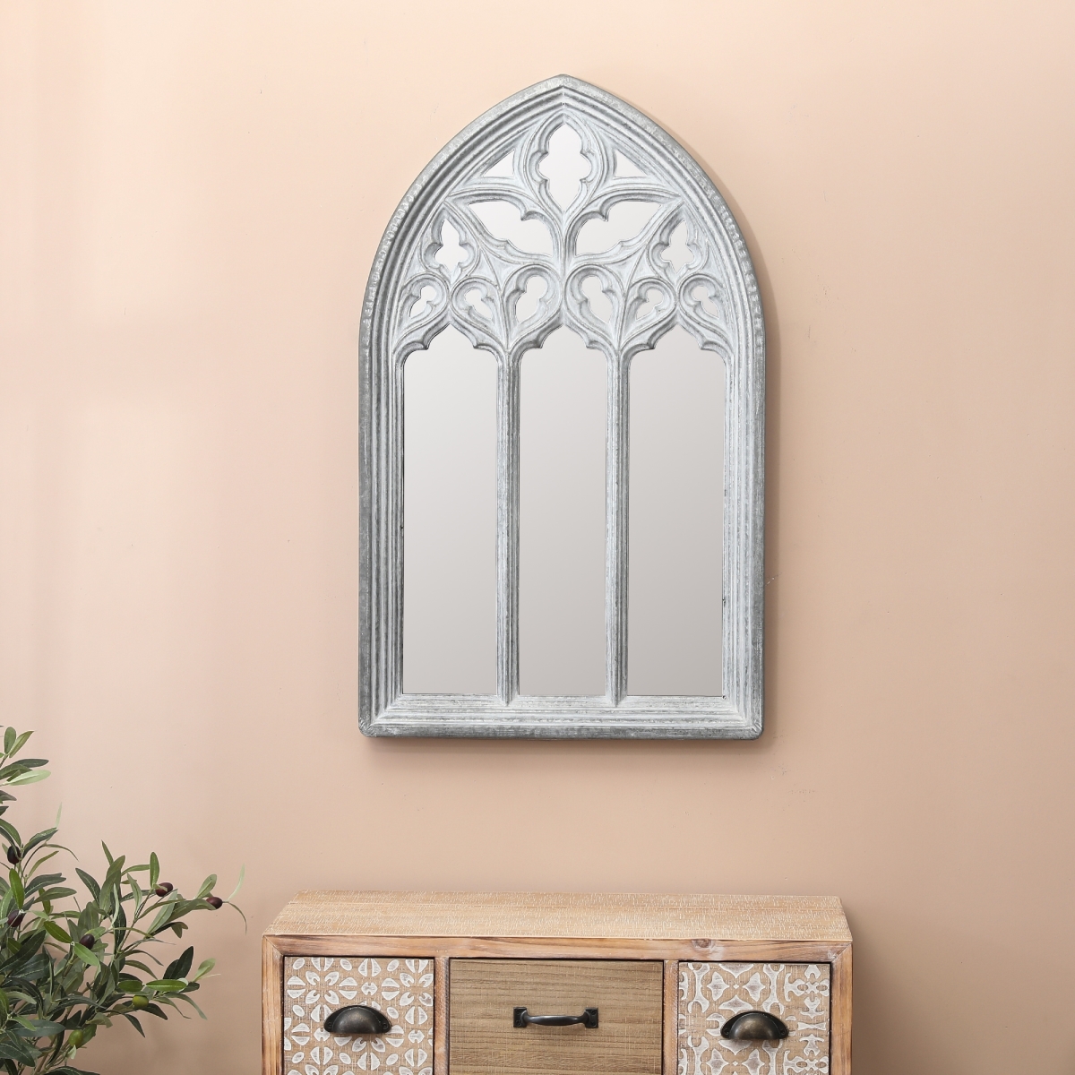 Wha809 Metal Arched Window Wall Mirror