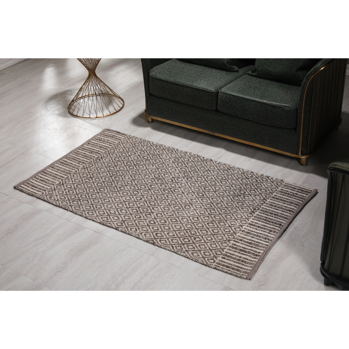 Whtxr638-m 3 X 5 Ft. Handwoven Cotton & Viscose Rug, Brown & White