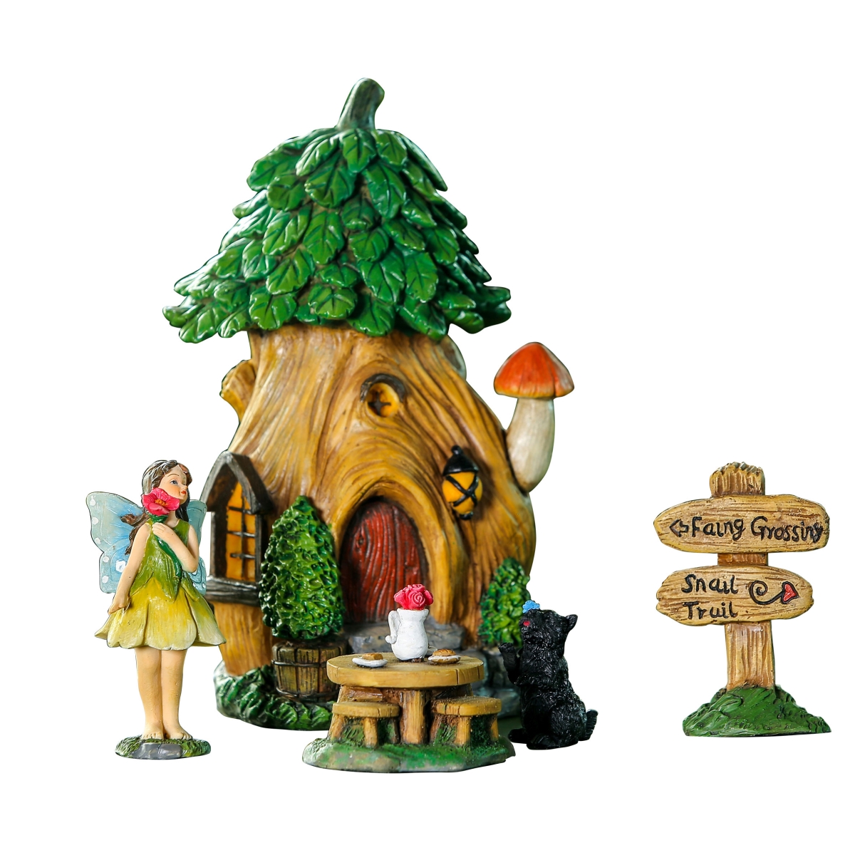 Wh012 Treehouse Miniature Fairy Garden Set - 5 Piece