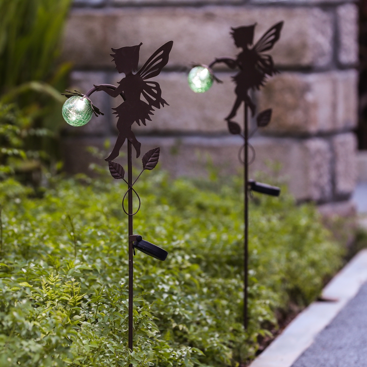 Wh074 Fairy Solar Light Stakes - Set Of 2