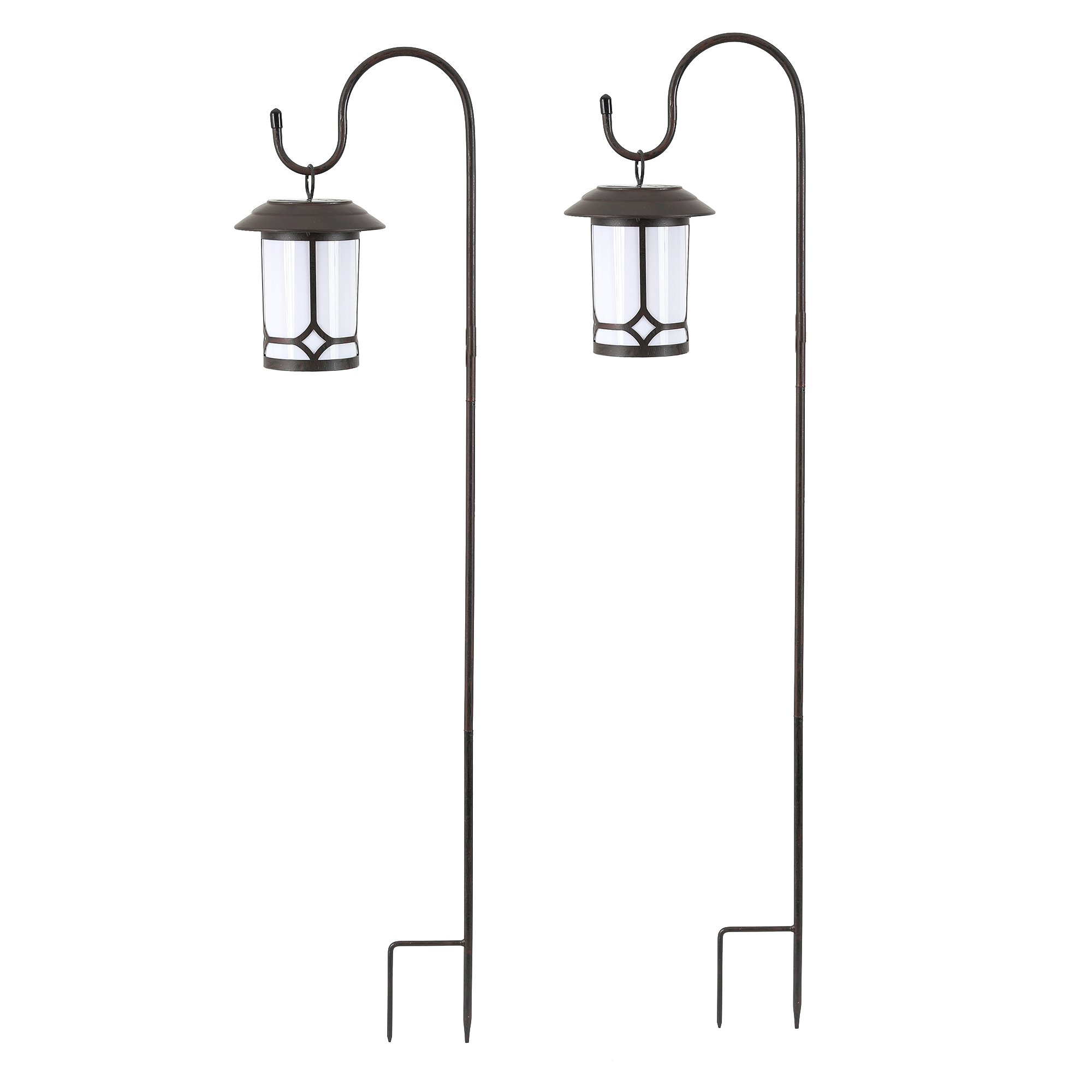 Wh079 Classical Hanging Solar Lanterns With Shepherd Hooks - Set Of 2