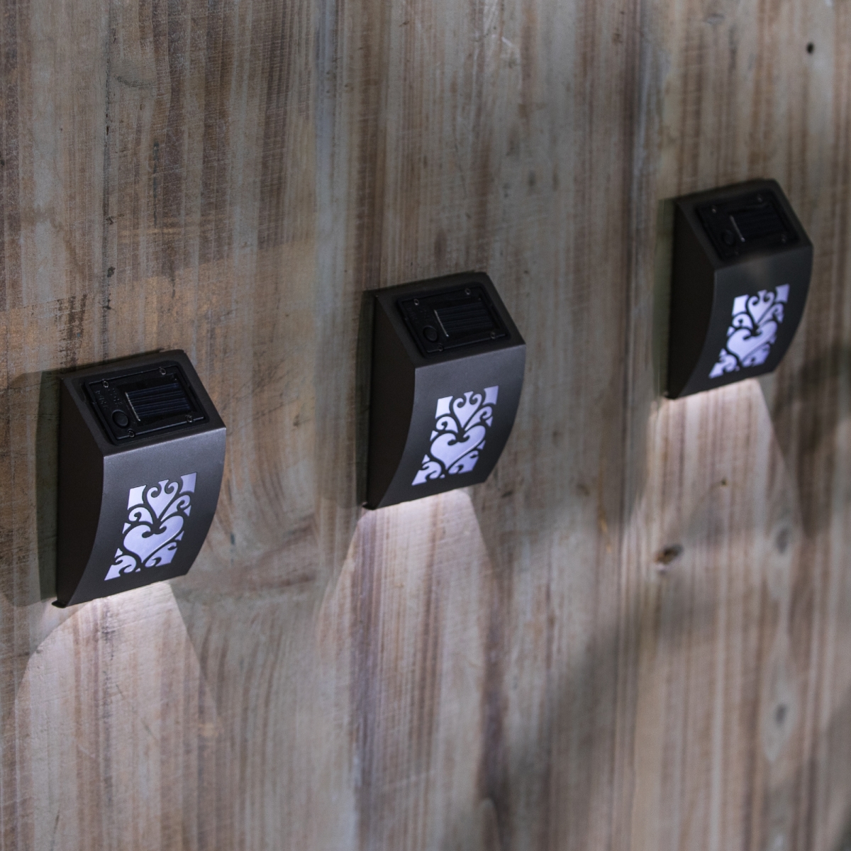 Wh092 Scroll Solar Wall Lights - Set Of 3