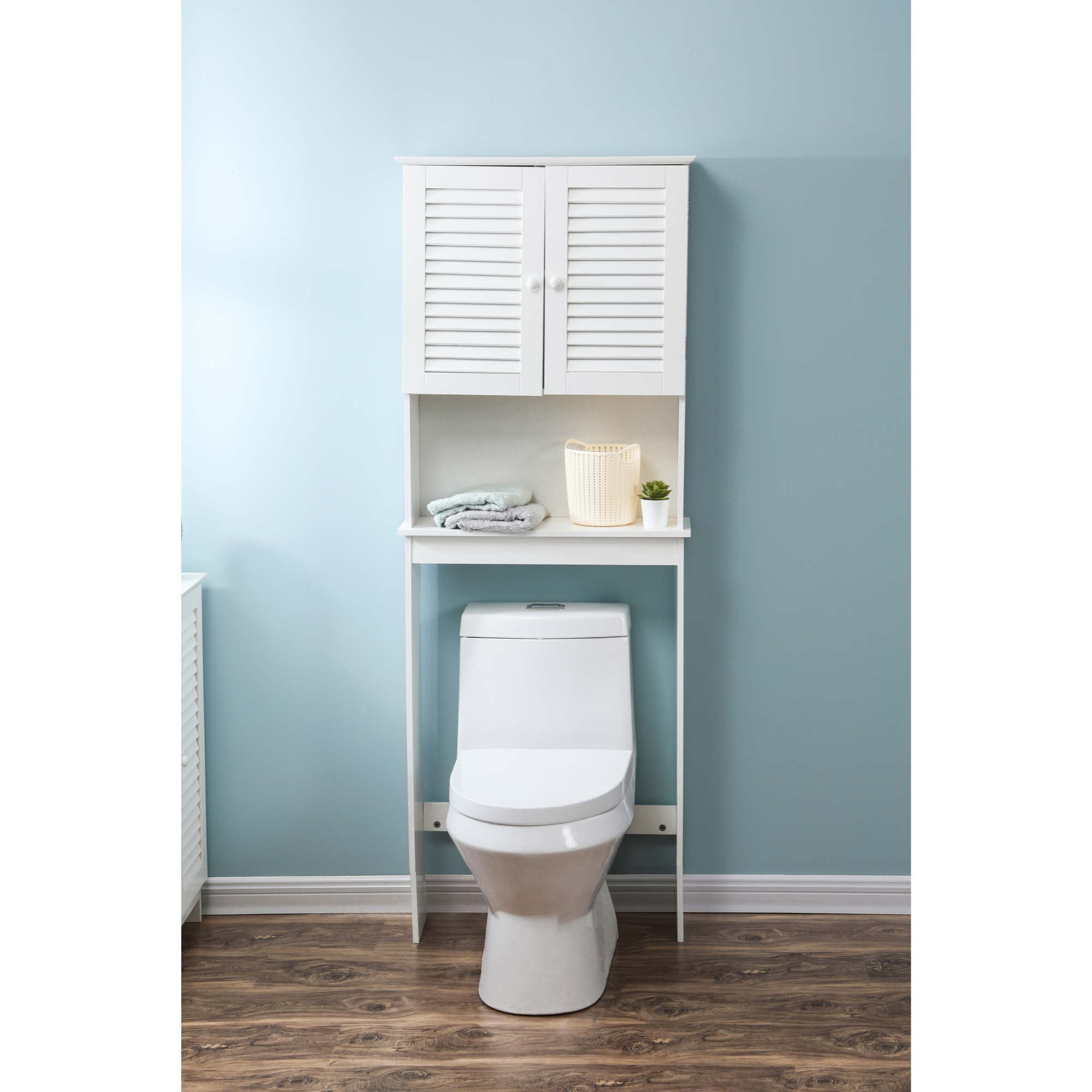 Whif630 Shutter-door Bathroom Over The Toilet Cabinet, White