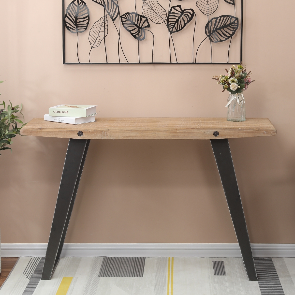 Whif811 33 X 52 X 15 In. Wood & Metal Modern Console & Entry Table