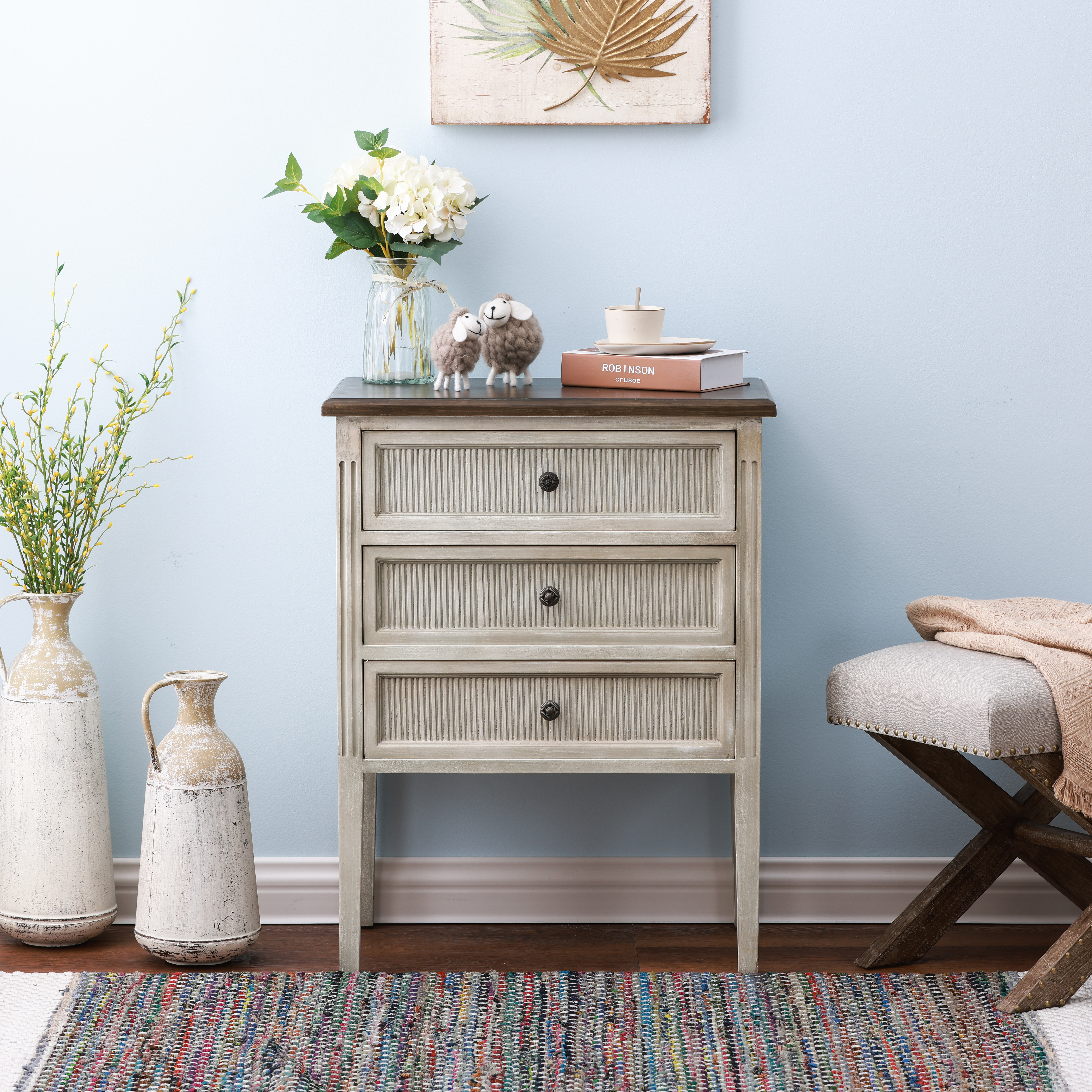 Whif1088 Wood Three Drawer Accent Chest
