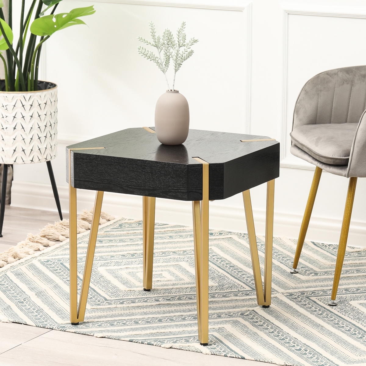 Whif1202 Side Table, Wood & Metal