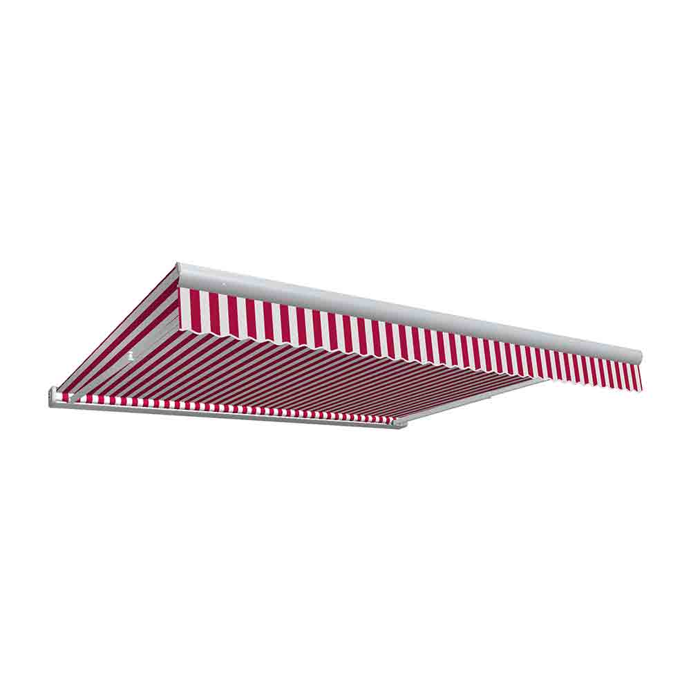 Kwl8-us-rw 8 Ft. Key West Full Cassette Left Motor & Remote Retractable Awning, Red & White - 84 In.