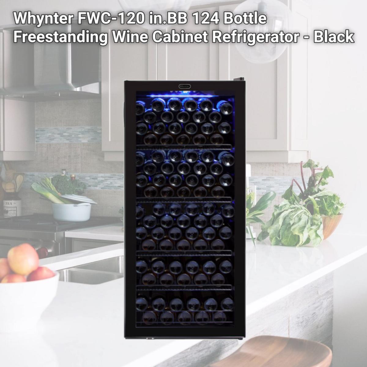 Picture of Whynter FWC-120 in.BB 124 Bottle Freestanding Wine Cabinet Refrigerator - Black