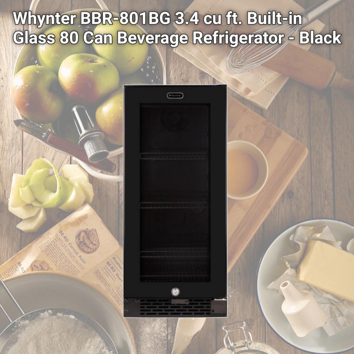 Picture of Whynter BBR-801BG 3.4 cu ft. Built-in Glass 80 Can Beverage Refrigerator - Black