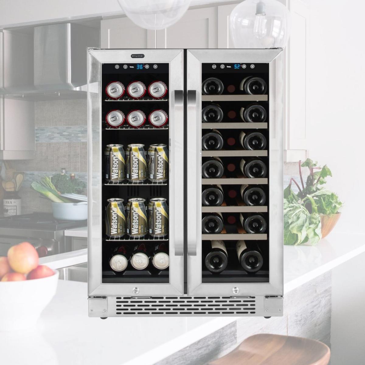 Picture of Whynter BWB-2060FDS 24 in. Built-In French Door Dual Zone, 20 Bottle & Wine 60 Can Beverage Cooler