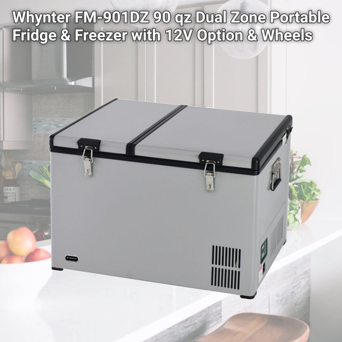 Picture of Whynter FM-901DZ 90 qz Dual Zone Portable Fridge & Freezer with 12V Option & Wheels