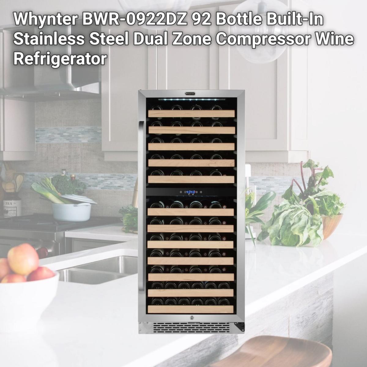 Picture of Whynter BWR-0922DZ 92 Bottle Built-In Stainless Steel Dual Zone Compressor Wine Refrigerator