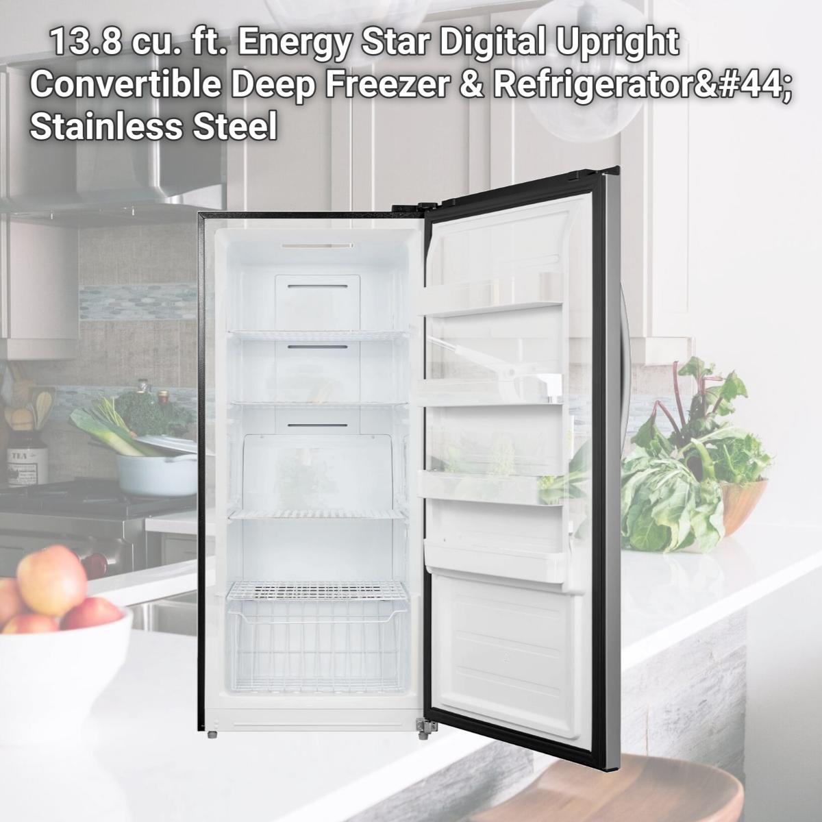 Picture of Whynter UDF-139SS 13.8 cu. ft. Energy Star Digital Upright Convertible Deep Freezer & Refrigerator, Stainless Steel