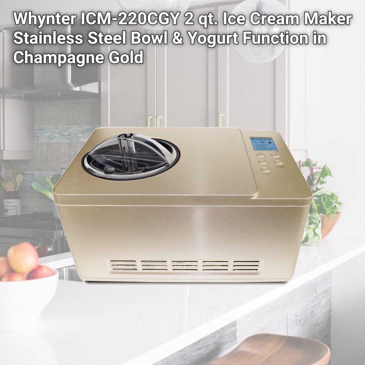 Picture of Whynter ICM-220CGY 2 qt. Ice Cream Maker Stainless Steel Bowl & Yogurt Function in Champagne Gold
