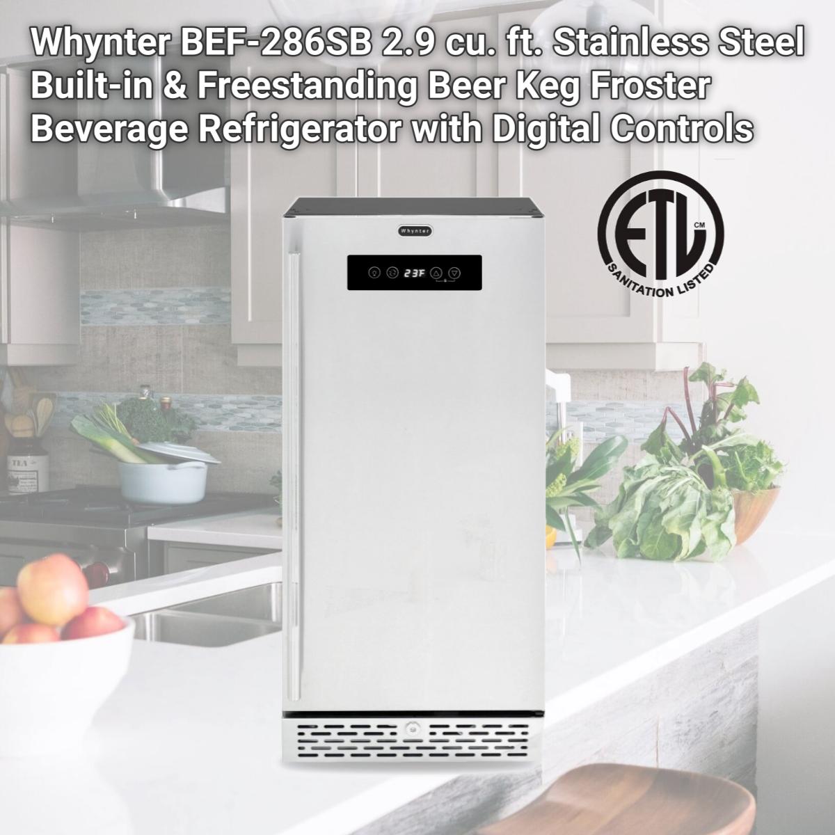 Picture of Whynter BEF-286SB 2.9 cu. ft. Stainless Steel Built-in & Freestanding Beer Keg Froster Beverage Refrigerator with Digital Controls
