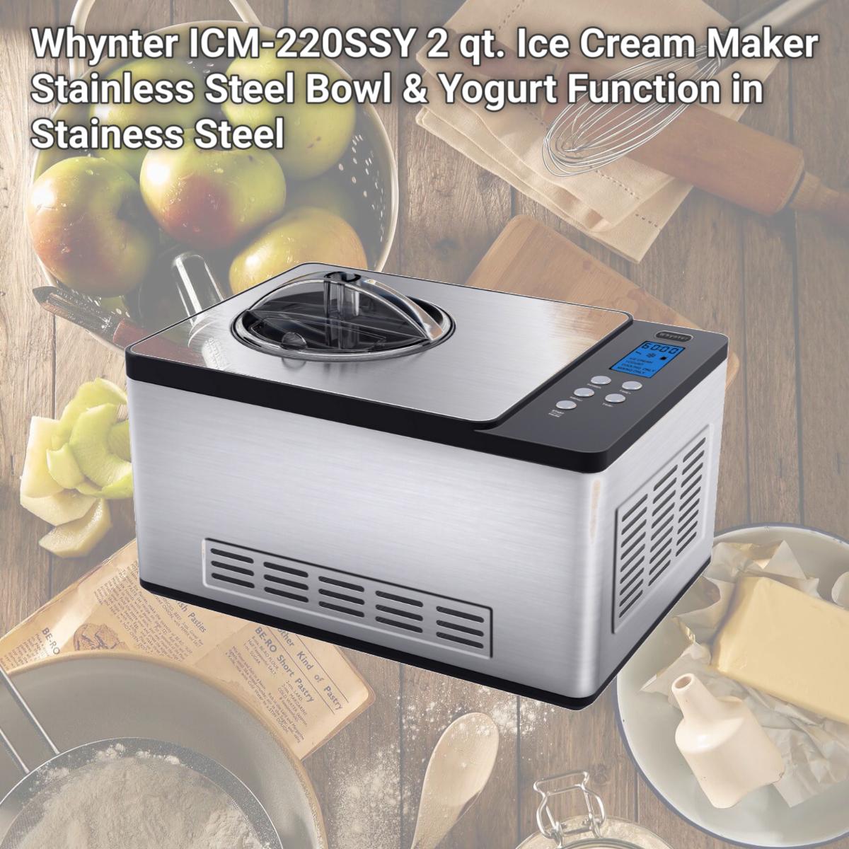 Picture of Whynter ICM-220SSY 2 qt. Ice Cream Maker Stainless Steel Bowl & Yogurt Function in Stainess Steel