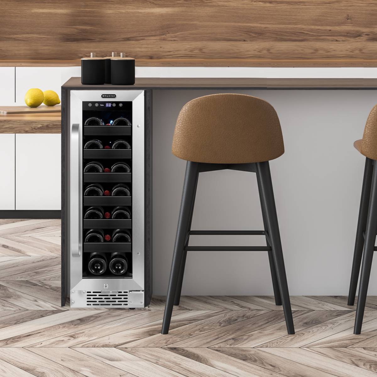 Picture of Whynter BWR-208SB 12 in. Built-In 20 Bottle Undercounter Stainless Steel Wine Refrigerator with Reversible Door, Digital Control, Lock & Carbon Filter