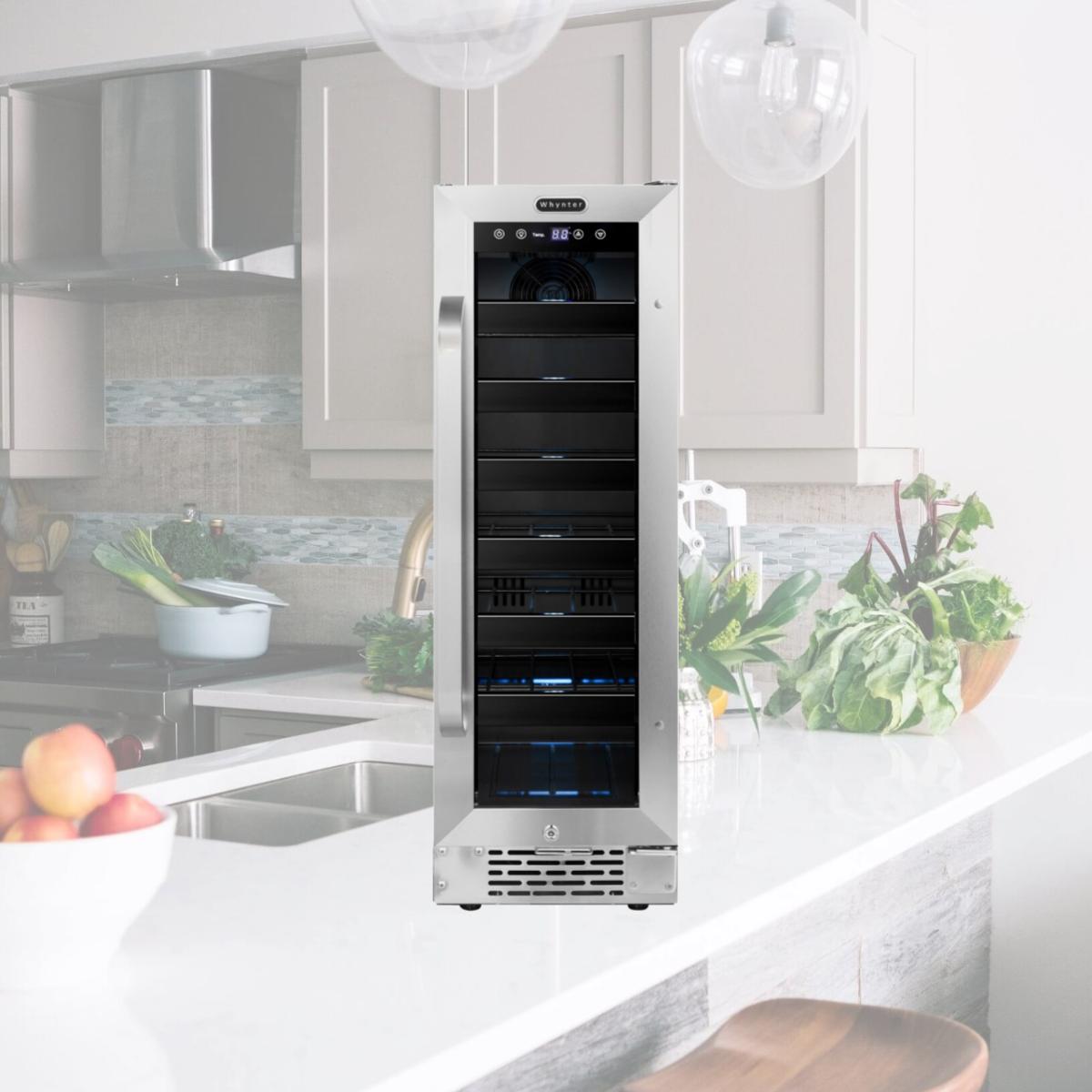 Picture of Whynter BWR-208SB 12 in. Built-In 20 Bottle Undercounter Stainless Steel Wine Refrigerator with Reversible Door, Digital Control, Lock & Carbon Filter