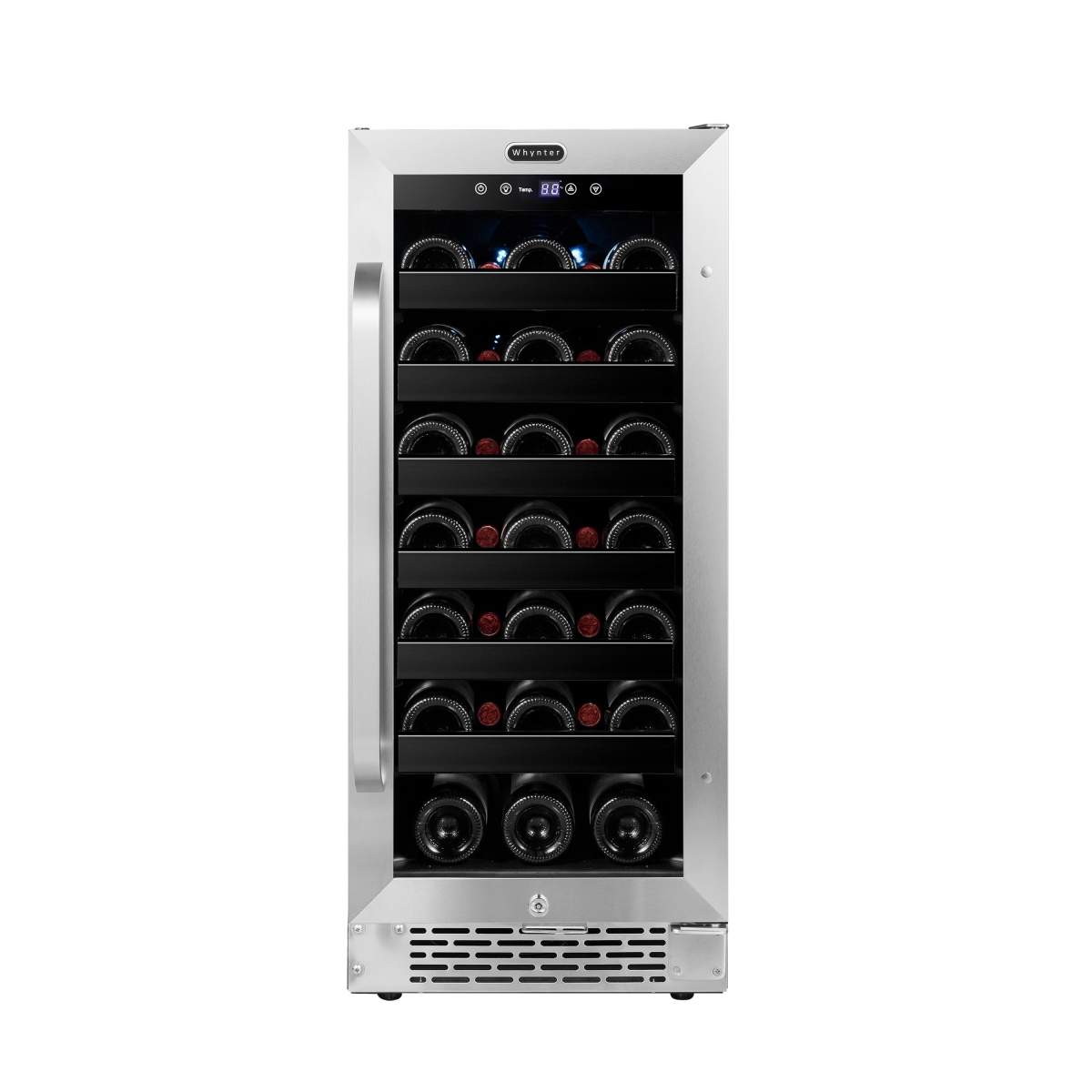 Picture of Whynter BWR-308SB 15 in. Built-In 33 Bottle Undercounter Stainless Steel Wine Refrigerator with Reversible Door, Digital Control, Lock & Carbon Filter
