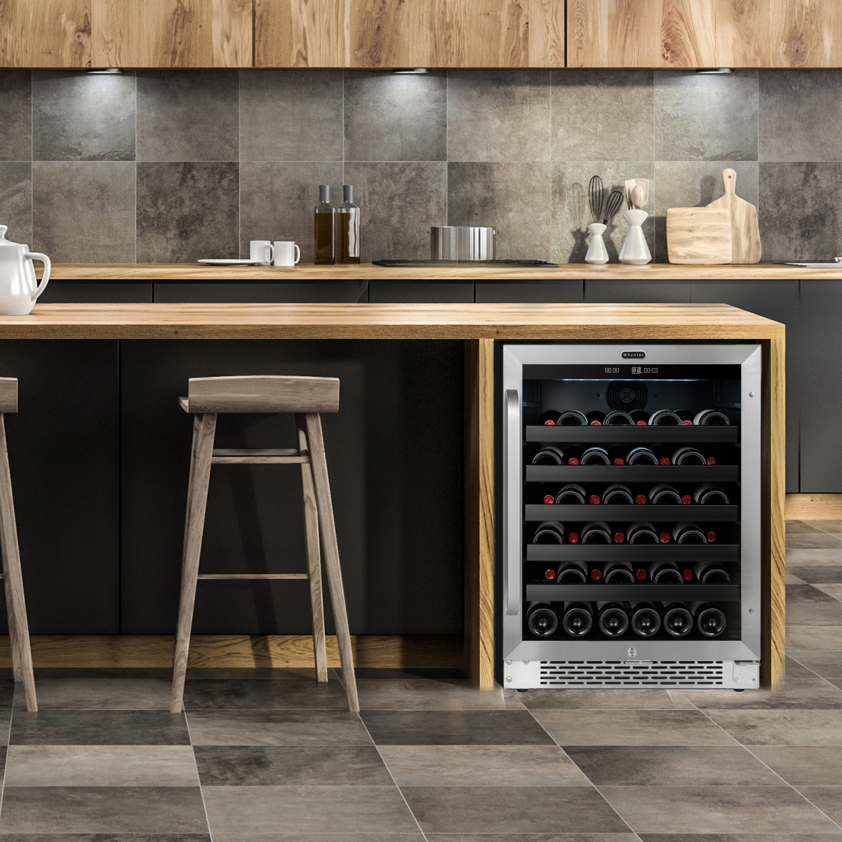 Picture of Whynter BWR-408SB 24 in. Built-In 46 Bottle Undercounter Stainless Steel Wine Refrigerator with Reversible Door, Digital Control, Lock & Carbon Filter