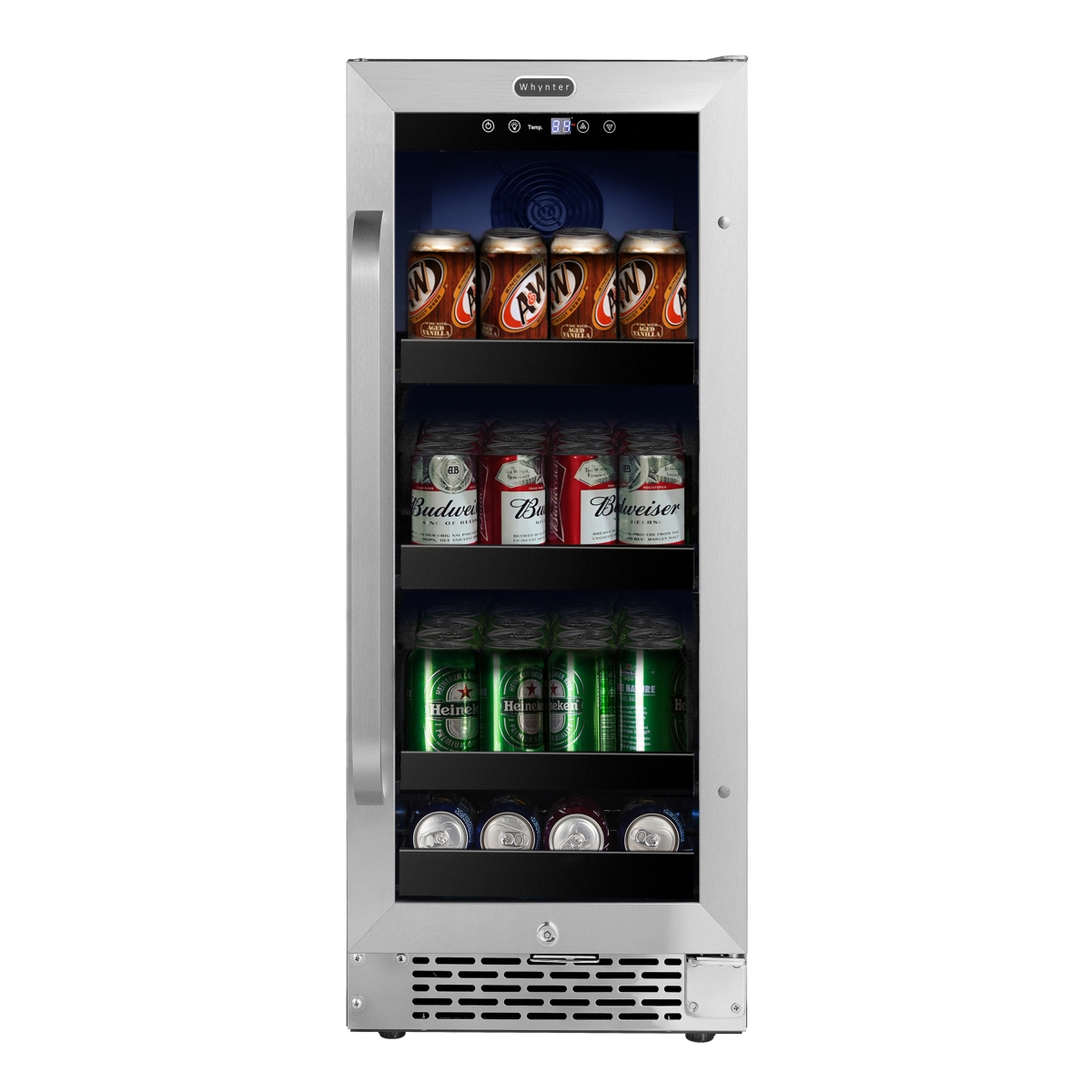 Picture of Whynter BBR-838SB 15 inch Built-In 80 Can Undercounter Stainless Steel Beverage Refrigerator with Reversible Door, Digital Control, Lock & Carbon Filter