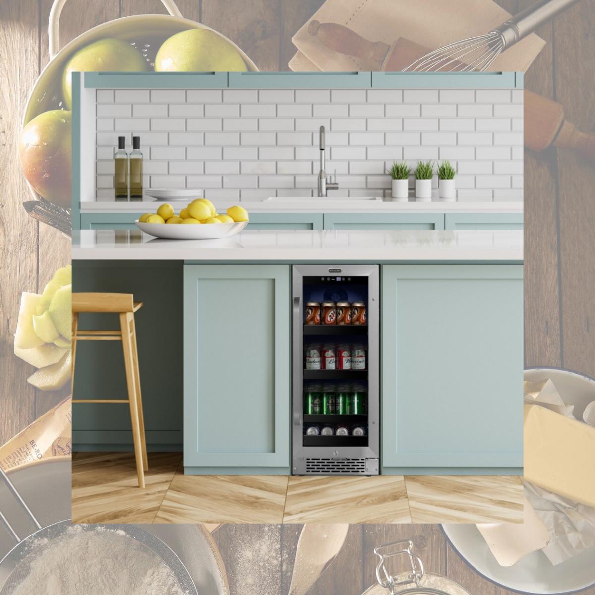 Picture of Whynter BBR-838SB 15 inch Built-In 80 Can Undercounter Stainless Steel Beverage Refrigerator with Reversible Door, Digital Control, Lock & Carbon Filter