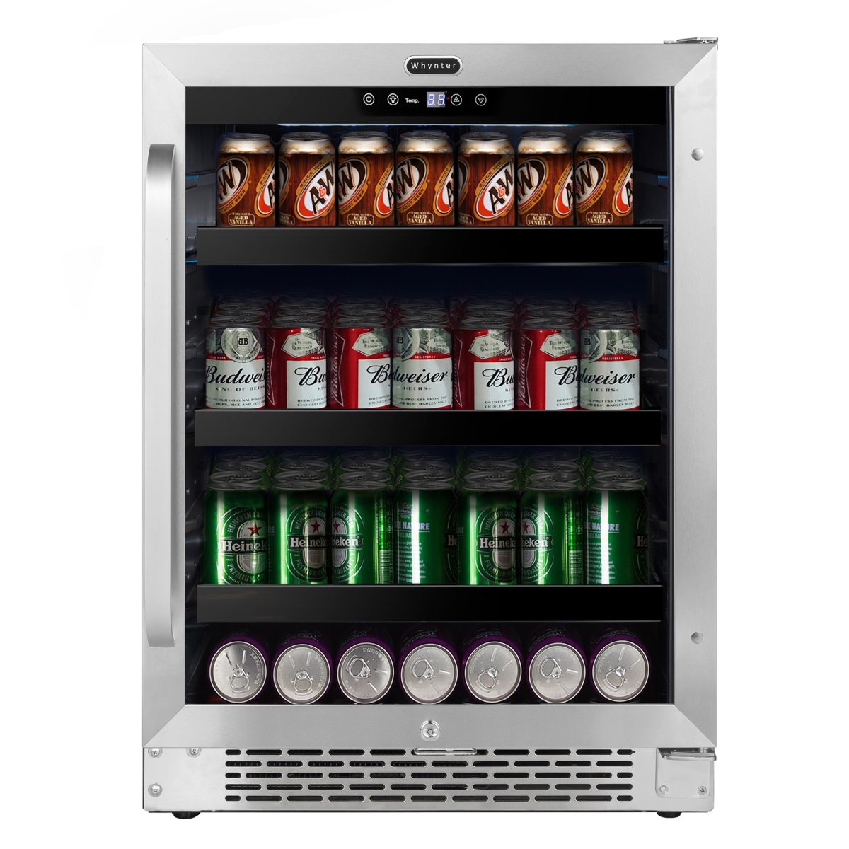 Picture of Whynter BBR-148SB 24 in. Built-In 140 Can Undercounter Stainless Steel Beverage Refrigerator with Reversible Door, Digital Control, Lock & Carbon Filter