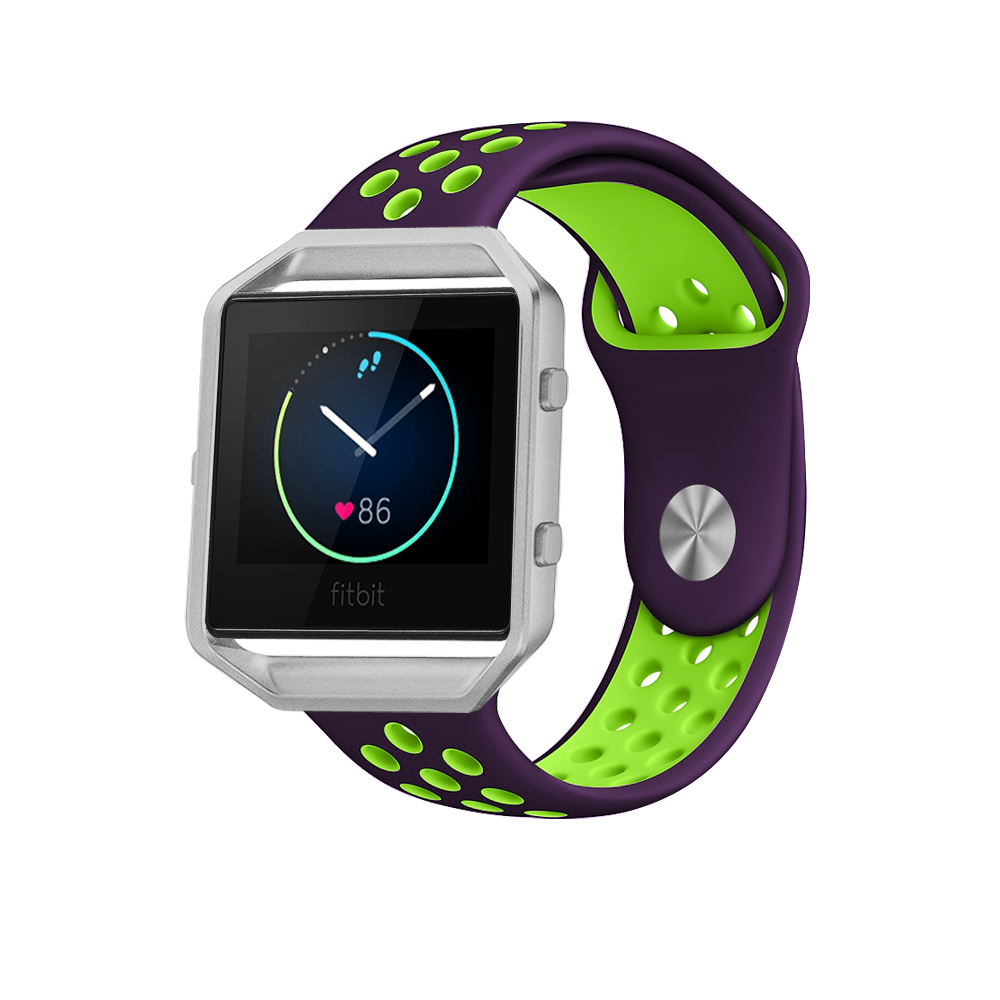 Ew-fbsb2sm-pg Silicone Band With Silver Frame For Fitbit Blaze Purple & Green - Small