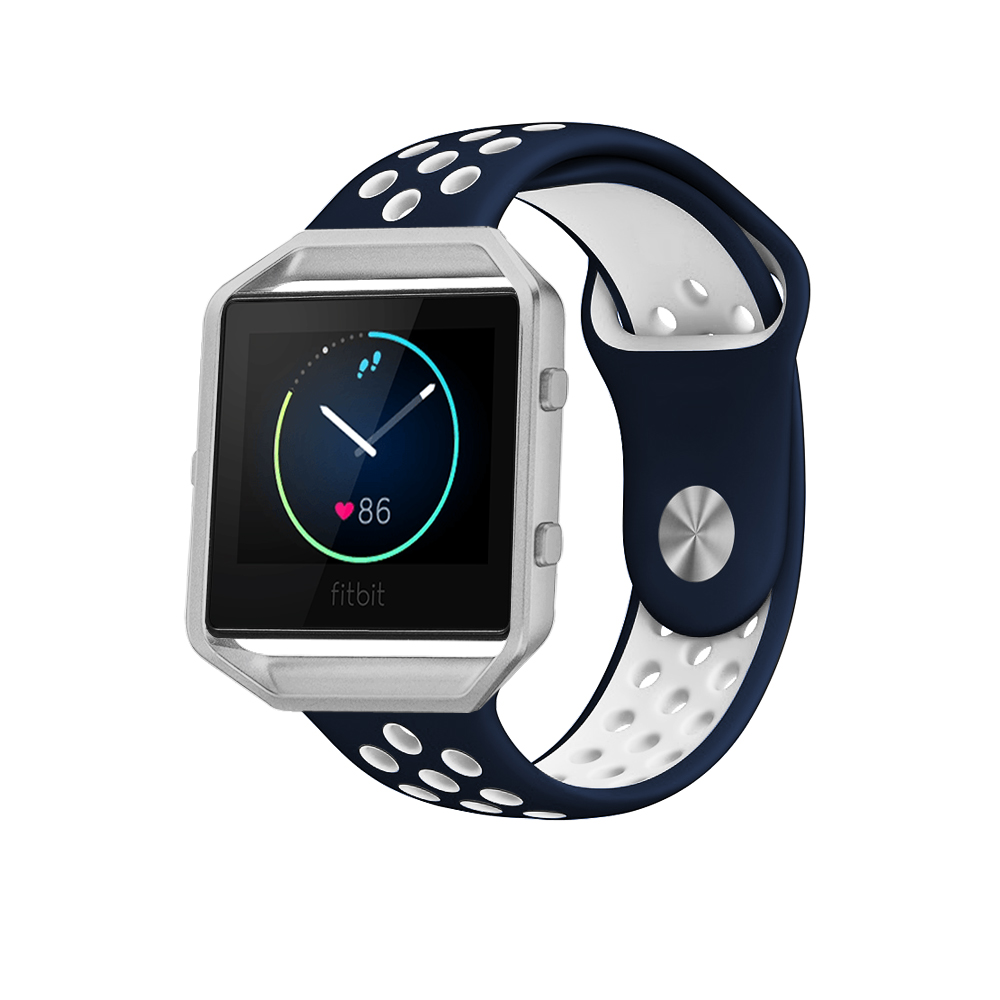 Ew-fbsb2sm-blw Silicone Band With Silver Frame For Fitbit Blaze Blue & White - Small