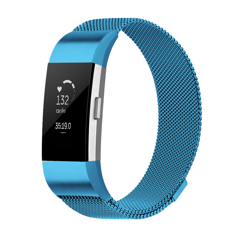 Ew-fc2mlg-bl Stainless Steel Milanese Loop Band For Fitbit Charge 2 Blue - Large