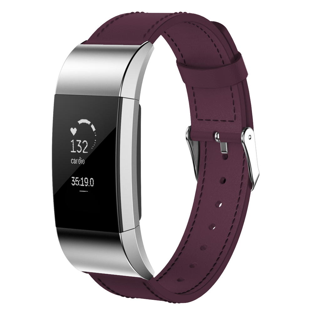 Ew-fc2lrlg-pl Leather Band For Fitbit Charge 2 Purple - Large